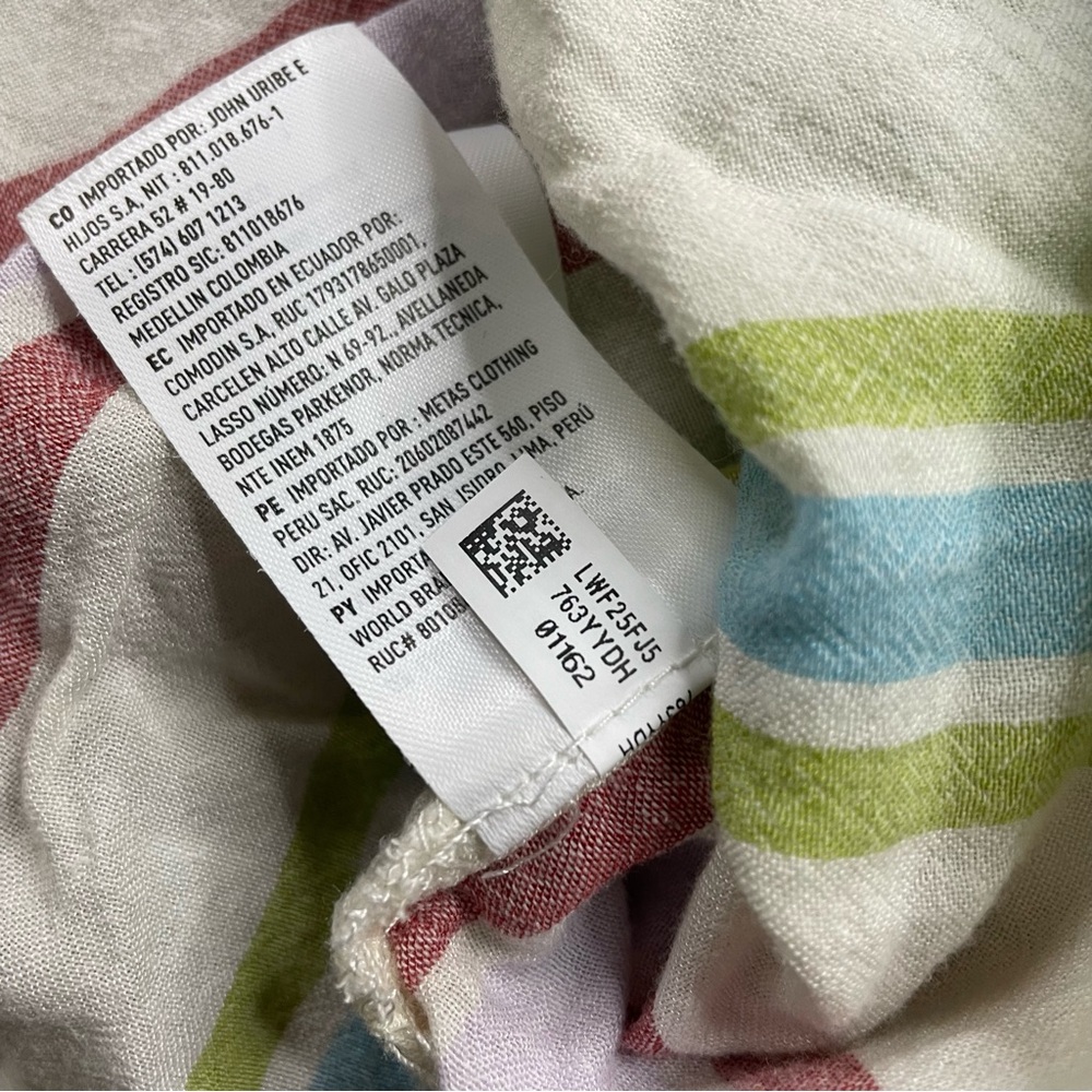 American Eagle Oversized Shirt Women's M Pastel Stripes Button Down Roll Sleeve - Picture 11 of 13
